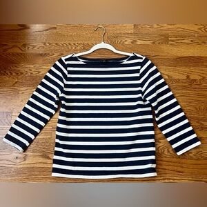 J. Crew Navy and white Striped Boatneck Top